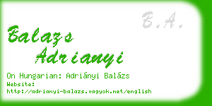 balazs adrianyi business card