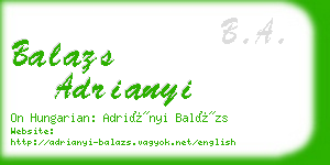 balazs adrianyi business card